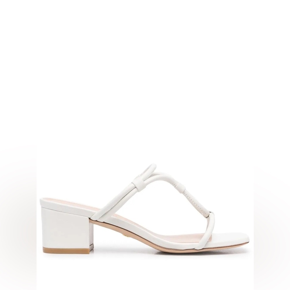 NWOT STUART WEITZMAN 65mm Heeled Open-toe Mules In White Size 9